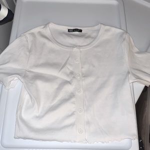 Zara white button down top